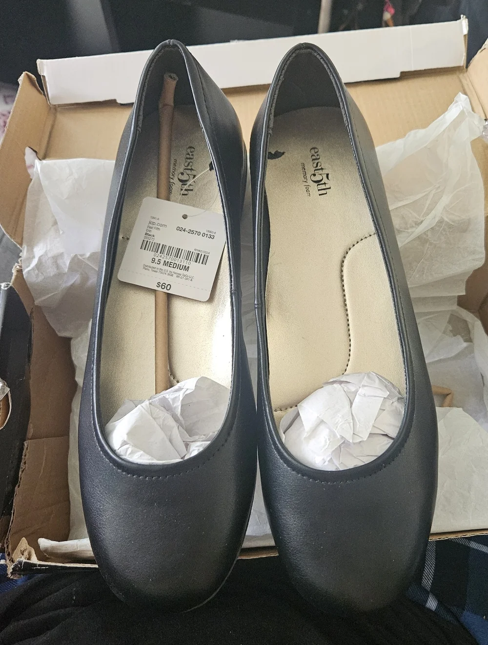 East 5th Erin Womens Round Closed Toe Ballet Flats SIZE 9.5 Black